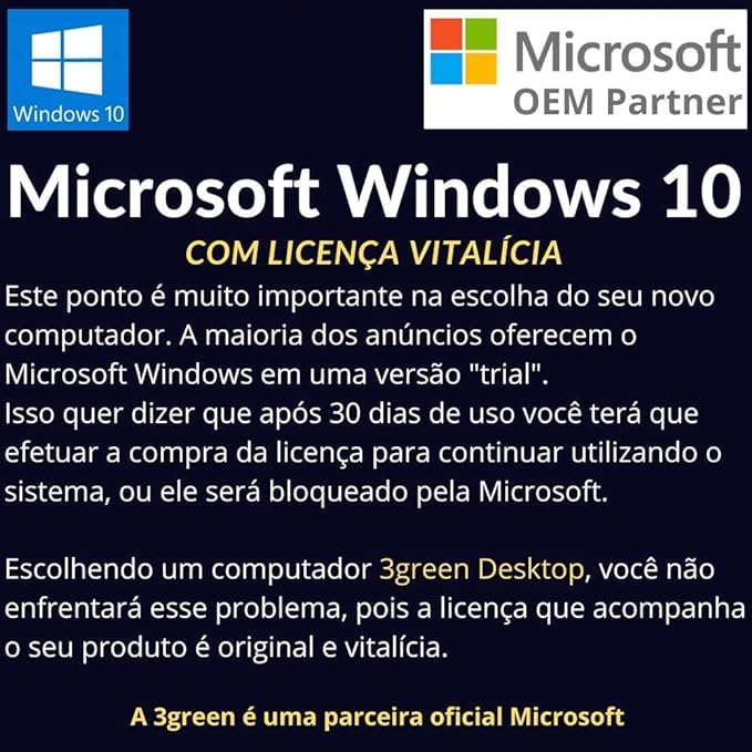 Computador Completo 3green Desktop Intel Core i7 16GB Monitor 24" Full HD HDMI SSD 480GB Windows 10 3D-165