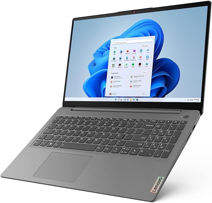 Lenovo 82MD0007BR IdeaPad 3i i5 - Notebook-1135G7 8GB 256GB SSD Placa de Vídeo Intel Iris Xe Windows 11 15.6', Cinza